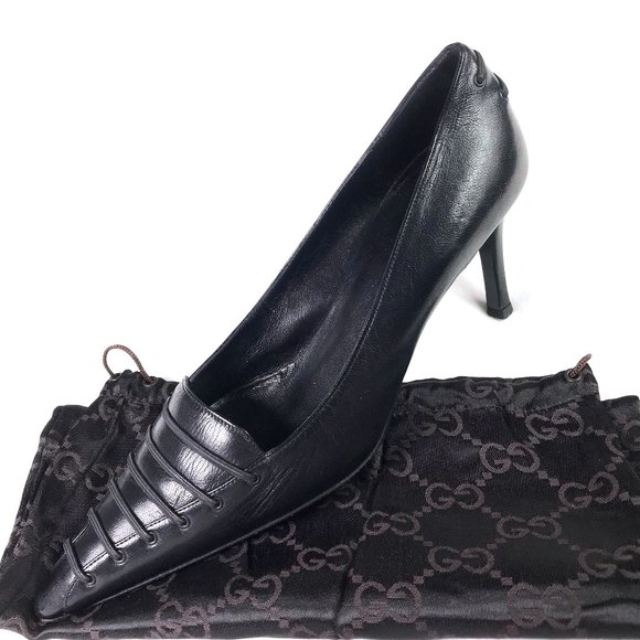 Gucci Black leather pumps 7 - Picture 1 of 13